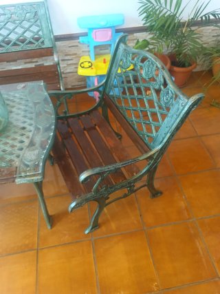 Conjunto Terraza Mesa y Sillas Hierro y Madera