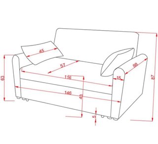 Sofá Cama 2 Plazas Tela Gris