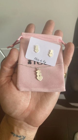 Conjunto Tous Collar y Pendientes Oso Corazón