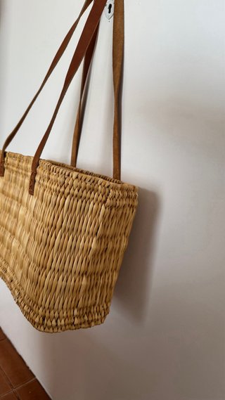 Bolso Grande Paja Cuero