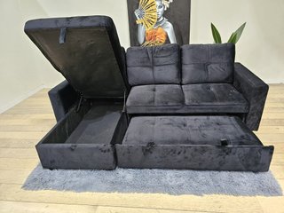 Sofá Cama Chaise Longue con Arcón Negro