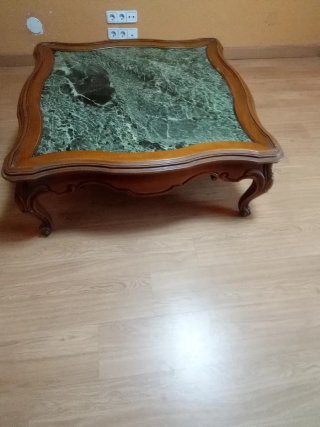 Mesa de centro madera y mármol antigua