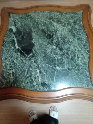 Mesa de centro madera y mármol antigua