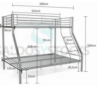 Cama Litera Matrimonio Negra