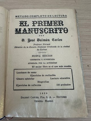 El primer manuscrito. Año 1950.