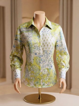 Zara Blusa Estampada Pasley verde lima azul. T -L