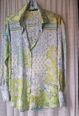 Zara Blusa Estampada Pasley verde lima azul. T -L