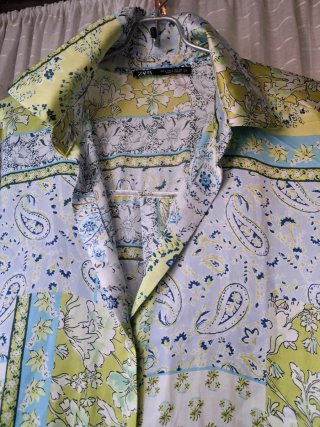 Zara Blusa Estampada Pasley verde lima azul. T -L