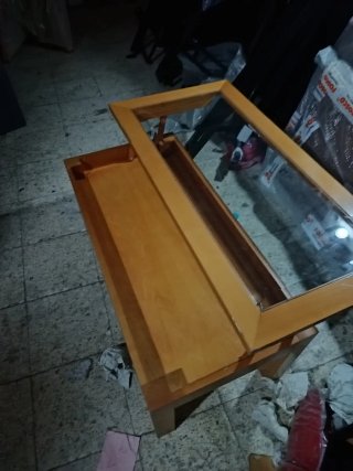 Mesa Centro Madera y Cristal 100x50