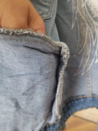 Chaqueta vaquera denim corazón alas lentejuelas