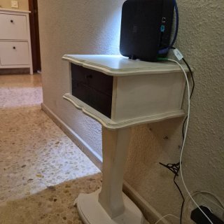 Mesita Auxiliar Madera Blanca y Marrón