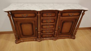 Mueble de entrada madera y mármol