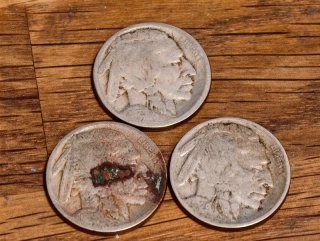 Lote 3 Monedas 5 Centavos USA Búfalo