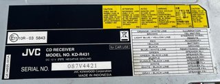 Radio CD JVC KD-R431 Negro