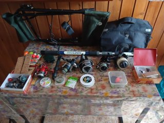 Lote de pesca: carretes, caña y accesorios