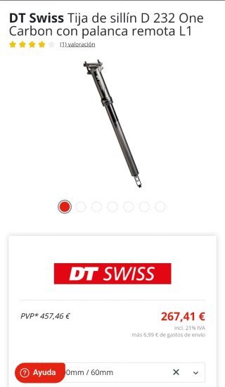 Tija telescópica de carbono DT Swiss D232 One 30,9