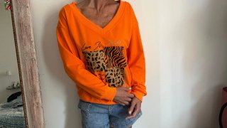 Conjunto Jersey Naranja y Pantalón Vaquero Corto
