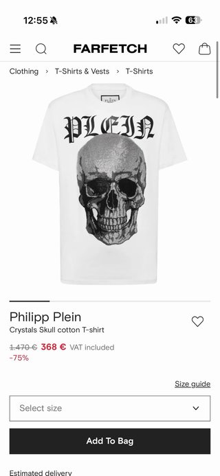 Camiseta Phillip Plein Hombre Talla M