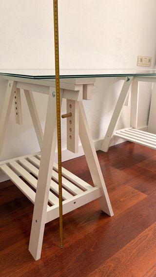 Escritorio cristal y madera blanco