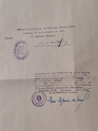 Despacho Militar 1962 - Firma Franco