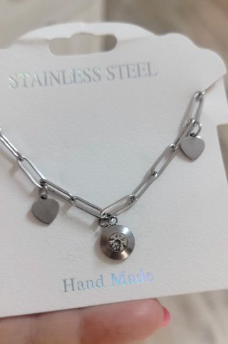 Bracciale acciaio Hand Made con ciondoli