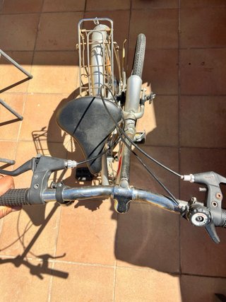Bicicleta plateada con cesta