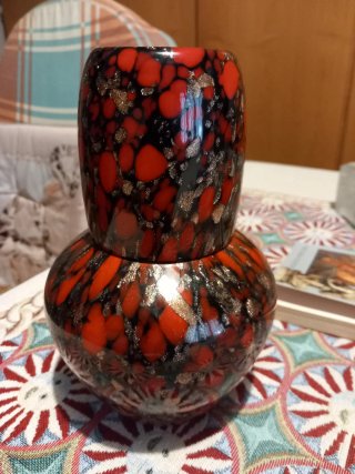 Caraffa Murano Vetro Rosso Oro