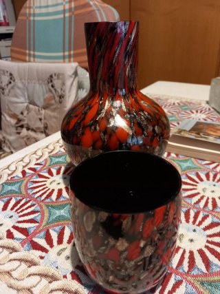 Caraffa Murano Vetro Rosso Oro