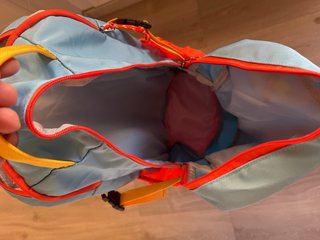 Mochila Patagonia senderismo azul y naranja
