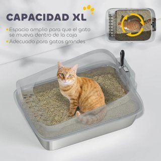 Arenero gatos acero inoxidable XL