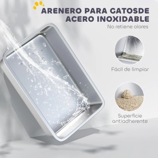 Arenero gatos acero inoxidable XL