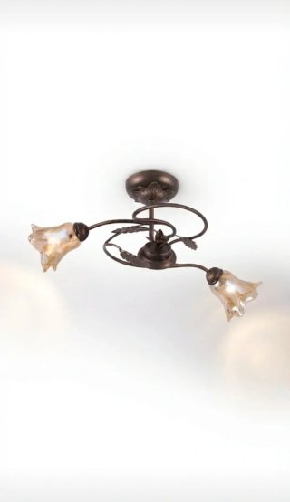 Plafoniera 2 luci stile floreale bronzo