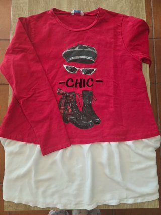 Camiseta manga larga niña roja