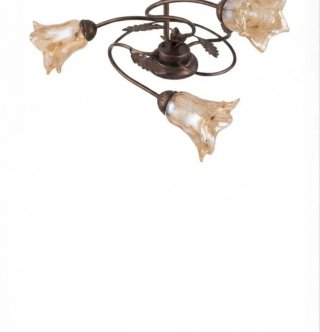 Plafoniera 3 luci stile floreale bronzo e vetro
