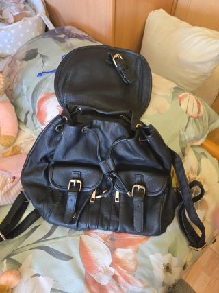 Bolso Mochila Negro Piel