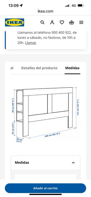 Cabecero BRIMNES con almacenaje blanco