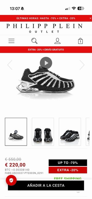 Zapatillas Philipp Plein Sport Negras y Plateadas