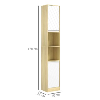 Columna baño estrecha madera y blanca