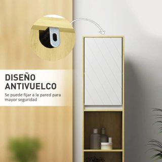 Columna baño estrecha madera y blanca