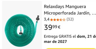 Manguera perforada riego
