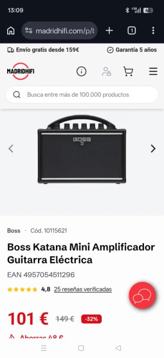 Amplificador Boss Katana Mini Guitarra Eléctrica