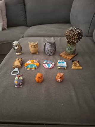 Collezione di 12 figure di gufi