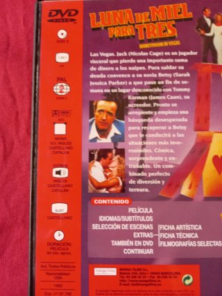 Luna de Miel para Tres DVD Nicolas Cage