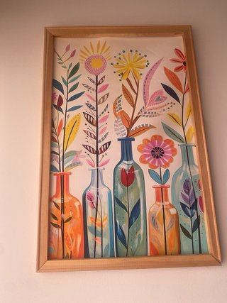 Cuadro Flores Colorido con Marco