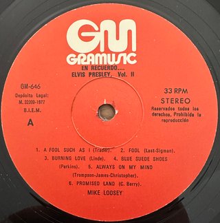 ELVIS PRESLEY MIKE LOOSEY VINILO LP EXITOS 1977