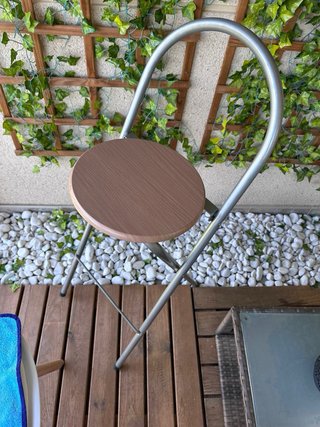 Taburetes altos plegables madera y metal ( 2 ud)