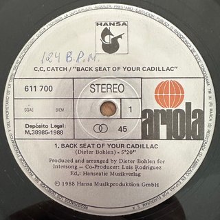 C C CATCH VINILO MAXI BACKSEAT CADILLAC 1988