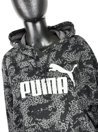 Puma Felpa Donna L Cotone Nera Grigia Cappuccio