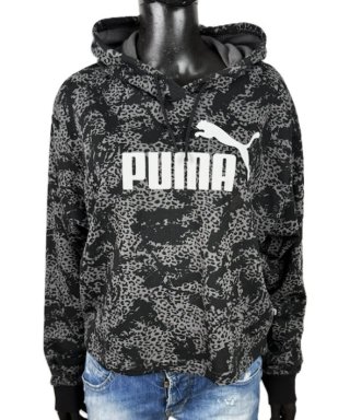 Puma Felpa Donna L Cotone Nera Grigia Cappuccio