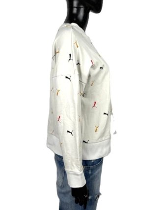 Felpa Puma Donna L Cotone Panna Logo All Over